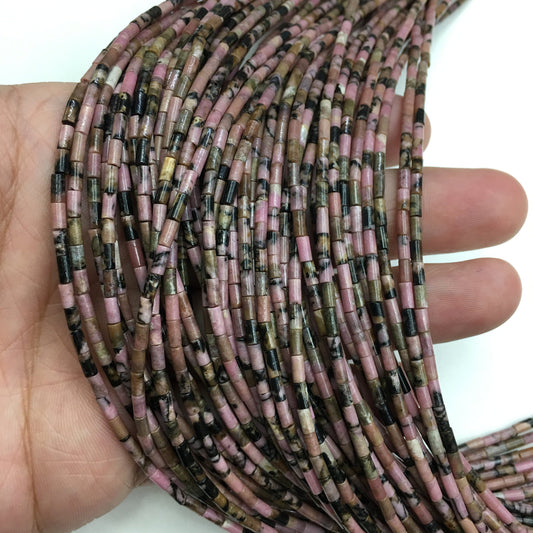 Natural Rhodonite Tube Shape Beads