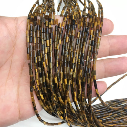 Natural Brown Tiger Eye Tube Shape Beads  2X4MM
