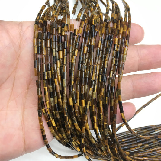 Natural Brown Tiger Eye Tube Shape Beads  2X4MM