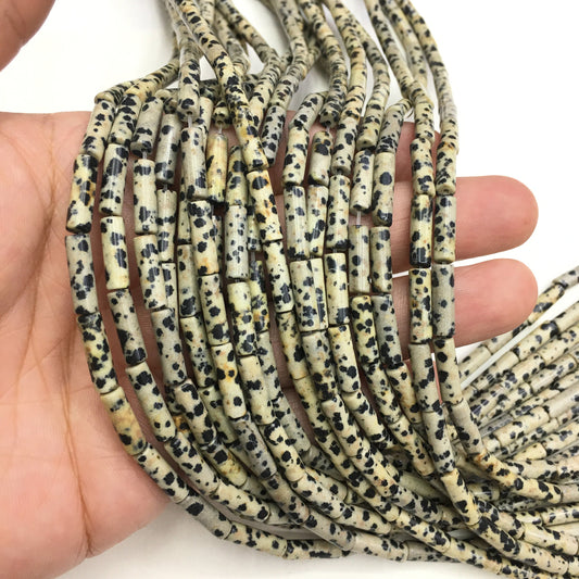 Natural Dalmatian Jasper Tube Shape Beads 4X13MM