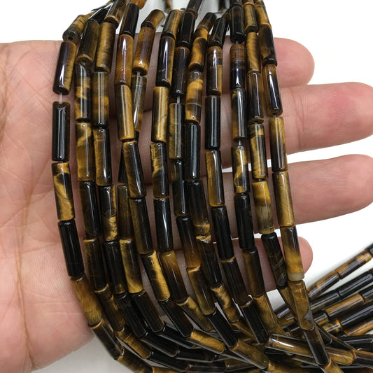 Natural Brown Tiger Eye Tube Shape Beads  4X13MM