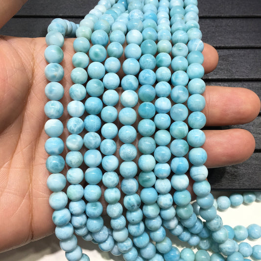 Natural Blue Larimar Round Beads