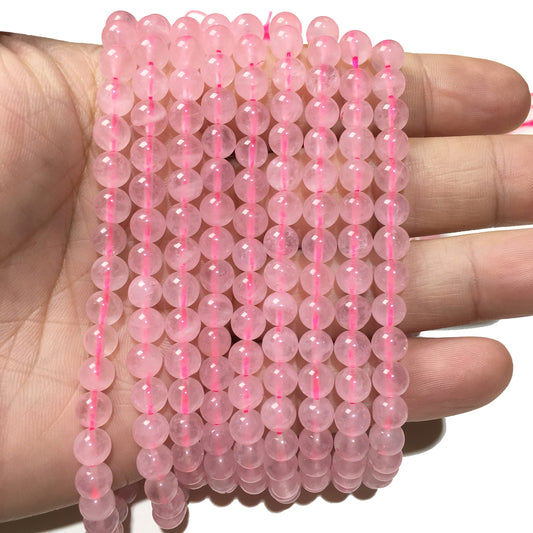 Natural Pink Rose Quartz Round Beads