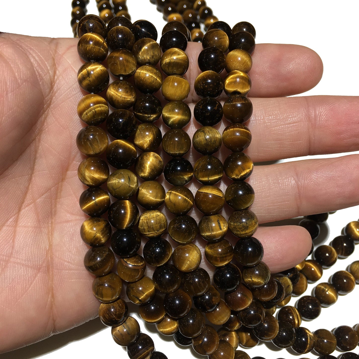 Natural Gold Tiger Eye Highly Polished Round Beads