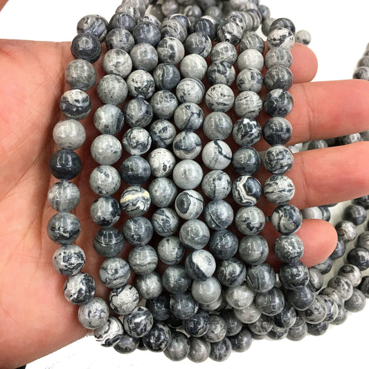 Natural Mapstone Round Shape Beads