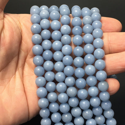 Natural Blue Angelite Round Beads