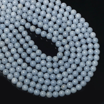 Natural Blue Angelite Round Beads