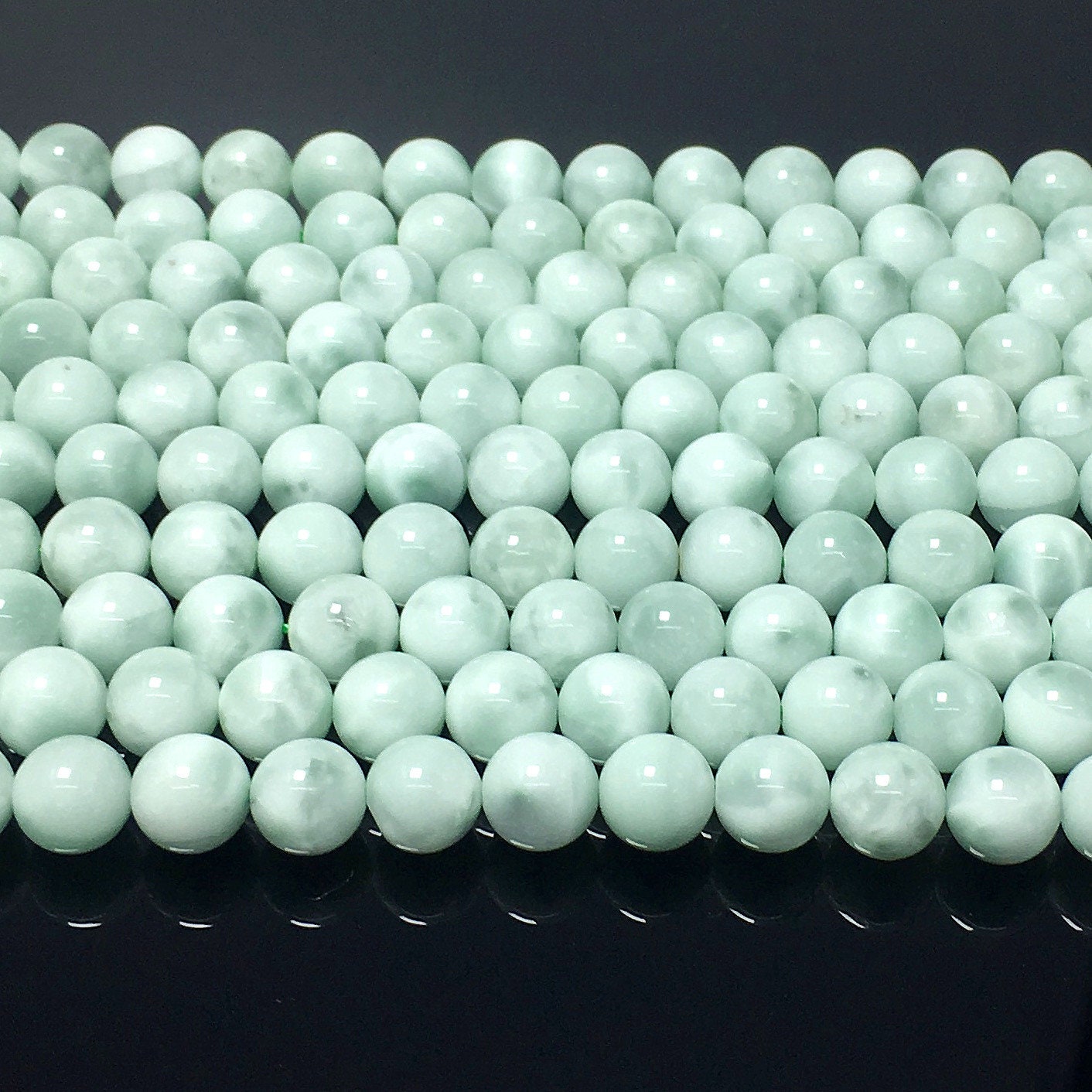 Natural Green Angelite Round Beads