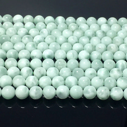 Natural Green Angelite Round Beads