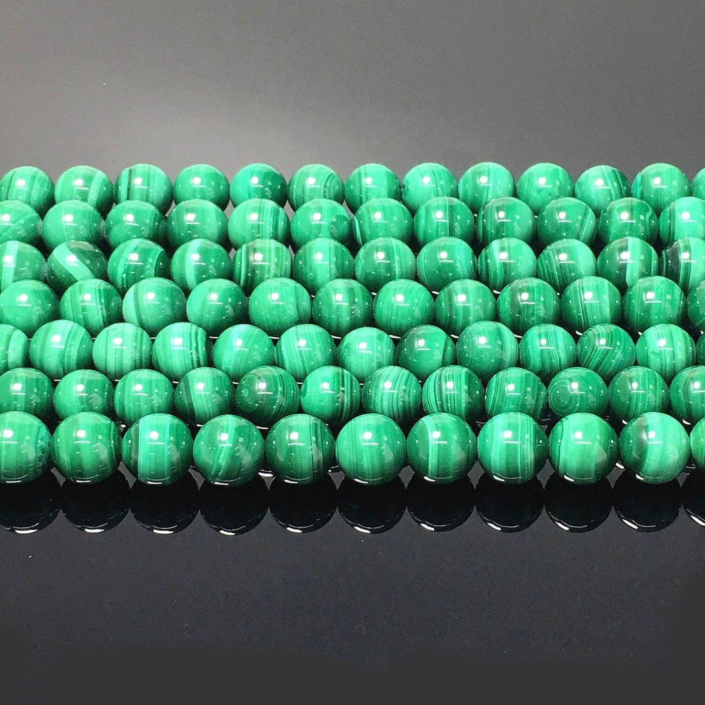 Natural Green Malachite Highly Polished Round Beads