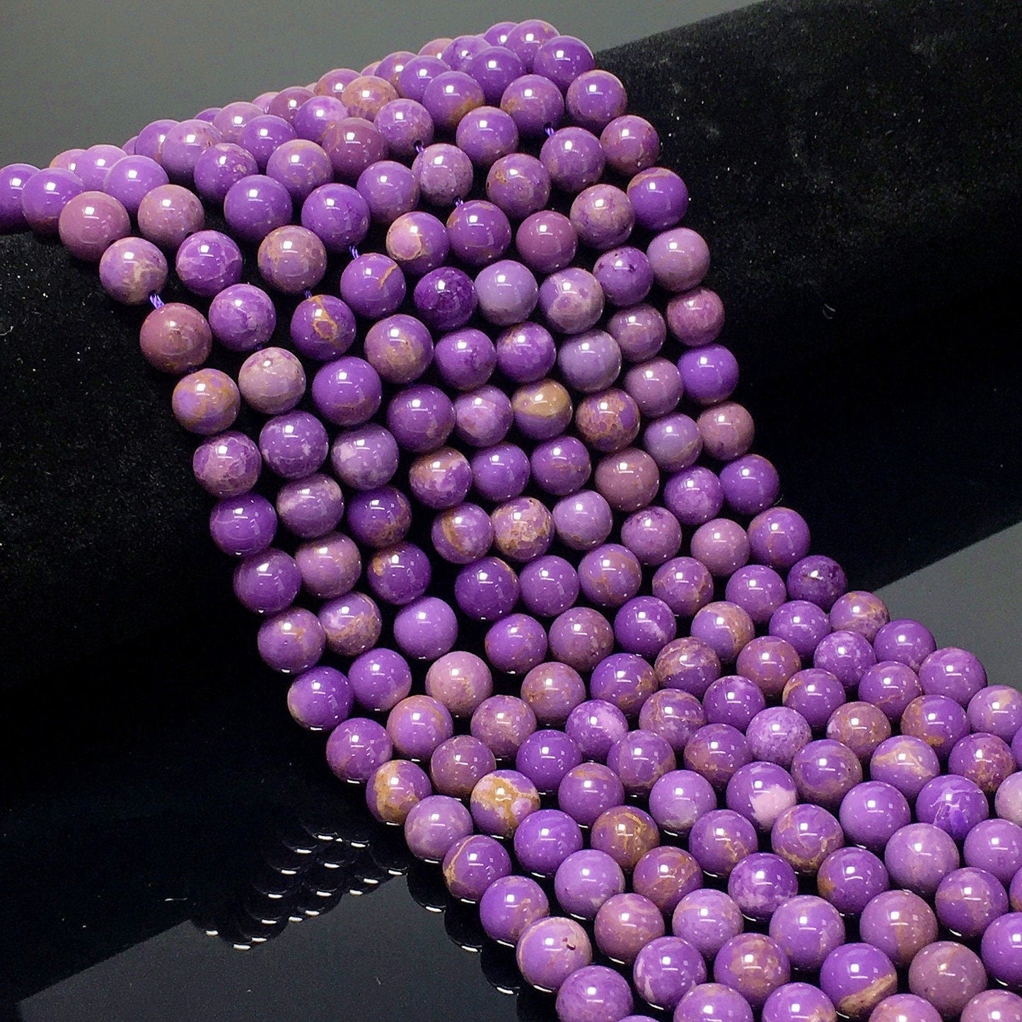 Natural Purple Phosphosiderite Round Smooth Beads