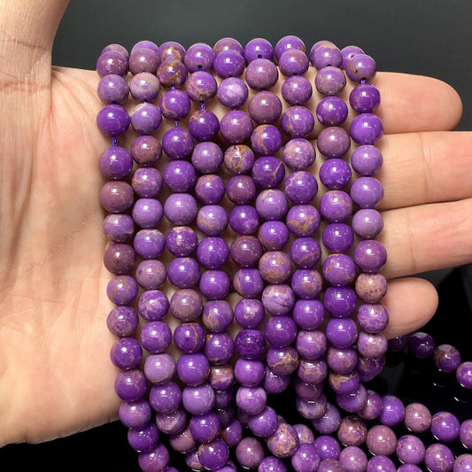 Natural Purple Phosphosiderite Round Smooth Beads