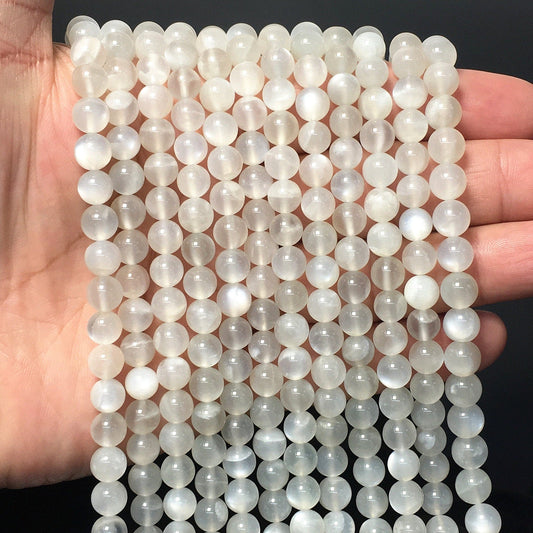 Natural White Milky Moonstone Highly Polished Round Bead