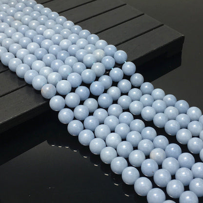 Natural Blue Angelite Round Beads