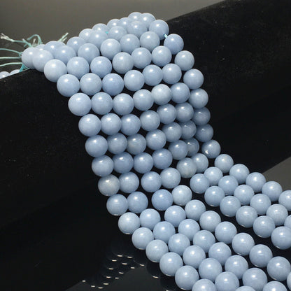 Natural Blue Angelite Round Beads