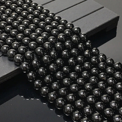 Natural Black Tourmaline Round Beads