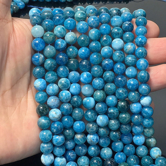 Natural Blue Apatite Round Beads