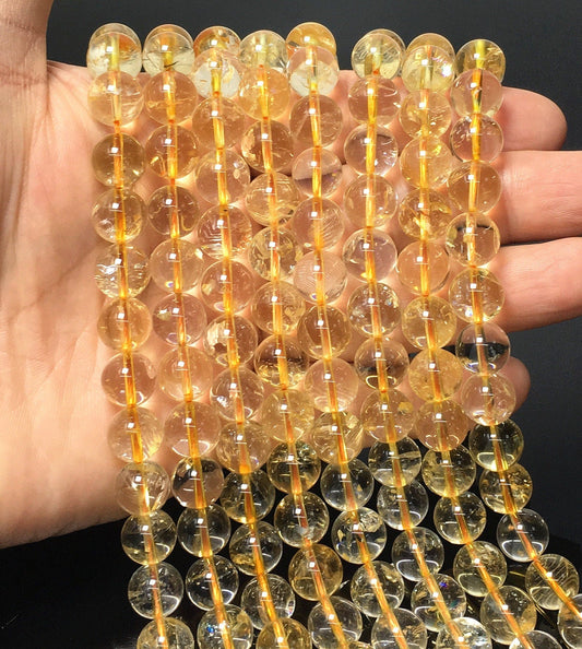 Natural Yellow Citrine Round Bead