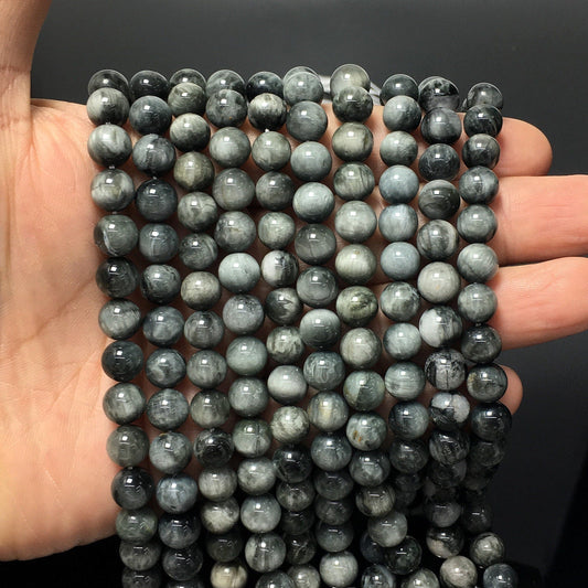 Natural Gray Eagle Eye Round Beads