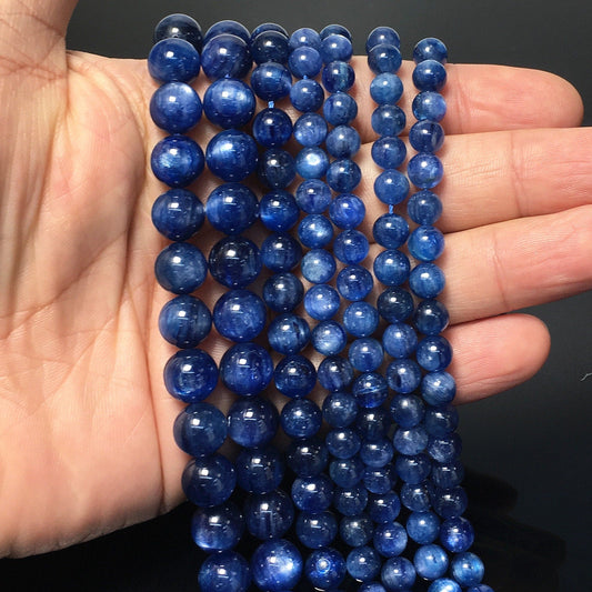 Natural Blue Kyanite Round Beads