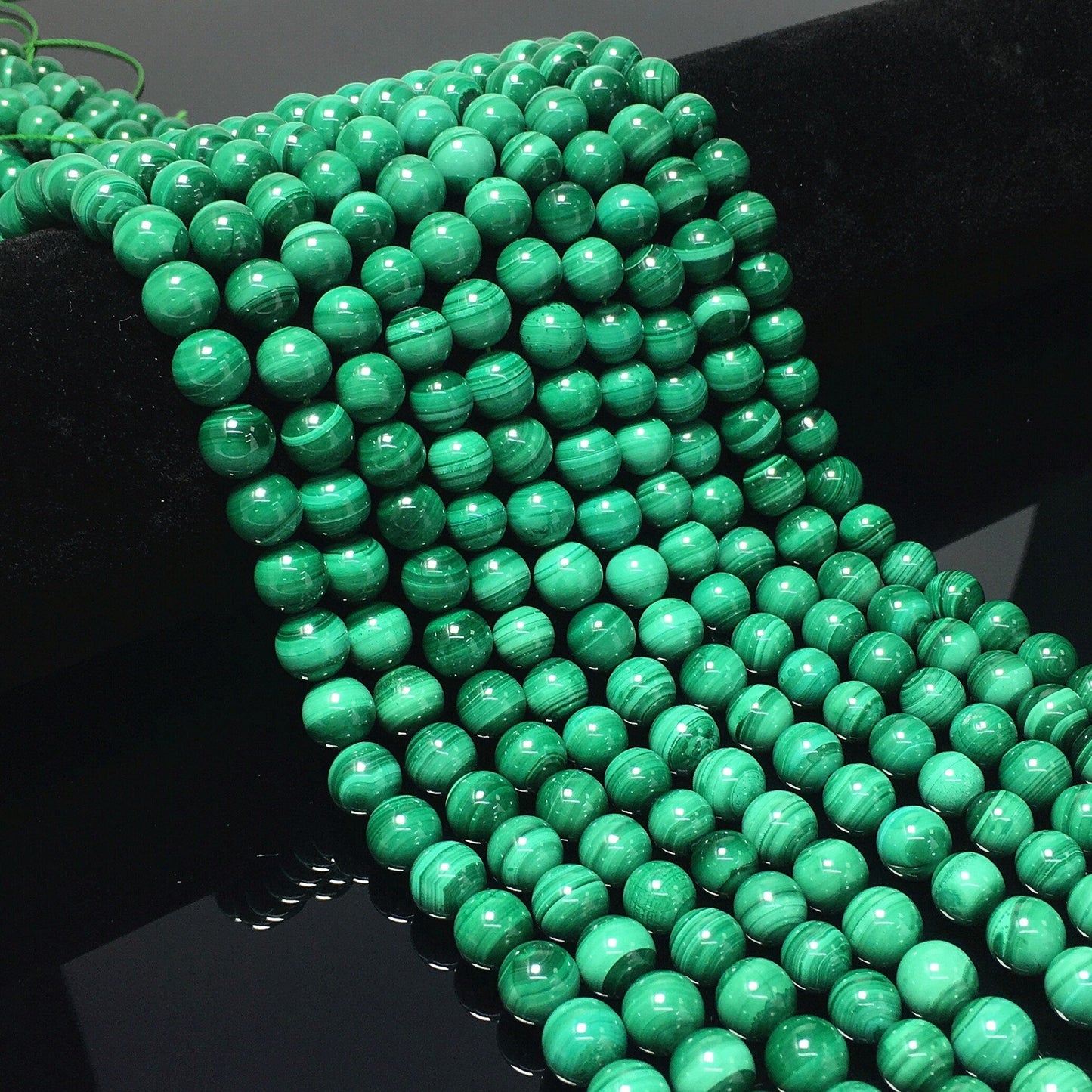 Natural Green Malachite Highly Polished Round Beads