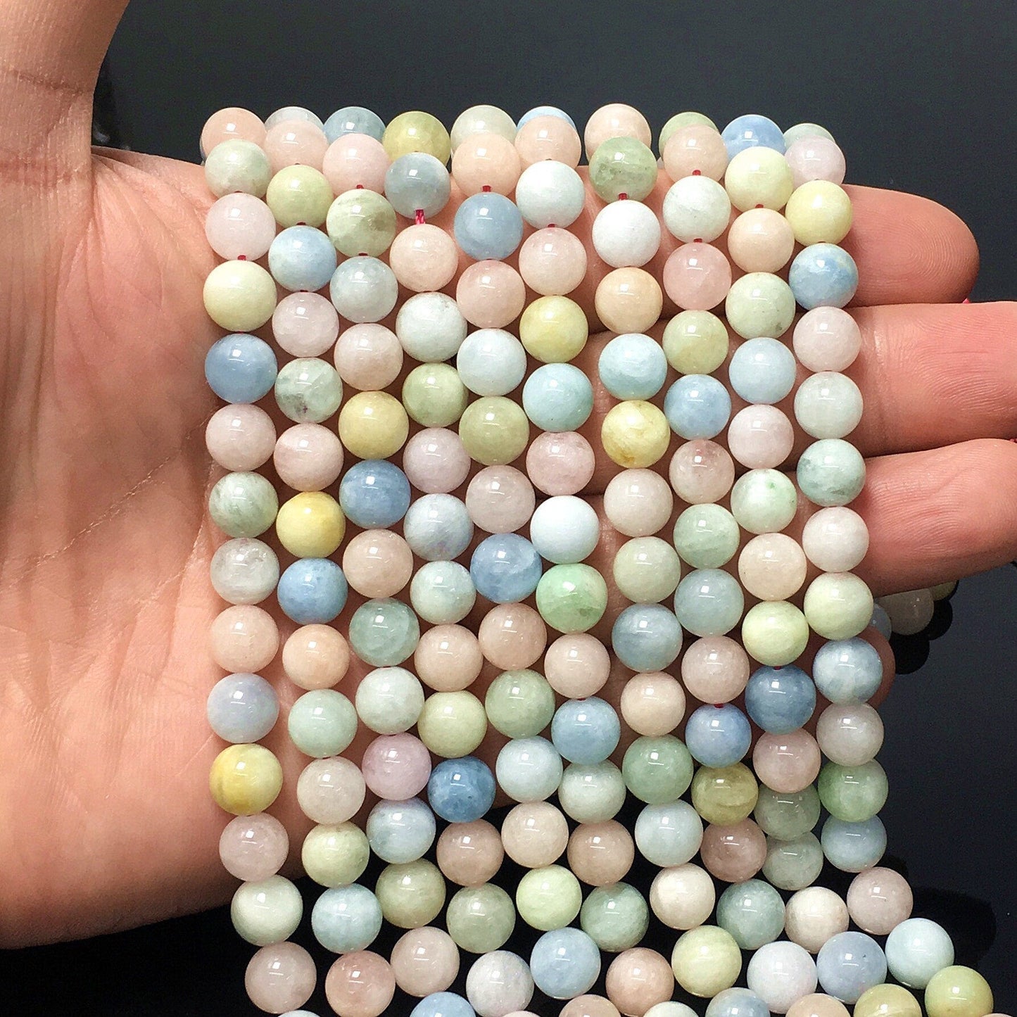 Natural Multi Color Morganite Round Bead