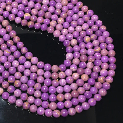 Natural Purple Phosphosiderite Round Smooth Beads