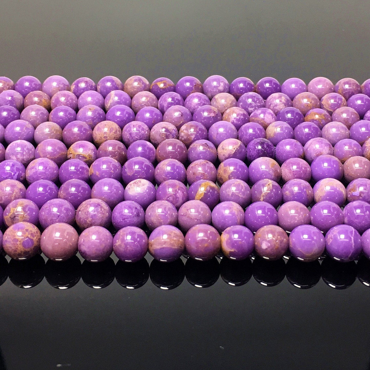 Natural Purple Phosphosiderite Round Smooth Beads