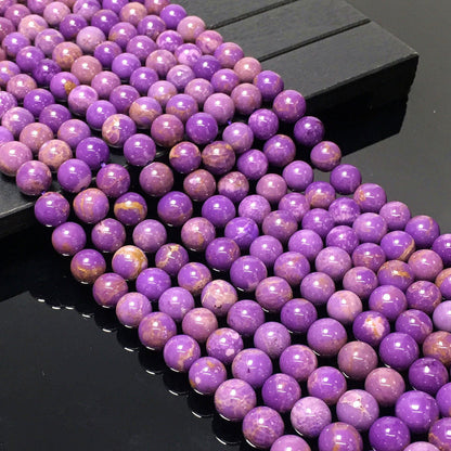 Natural Purple Phosphosiderite Round Smooth Beads