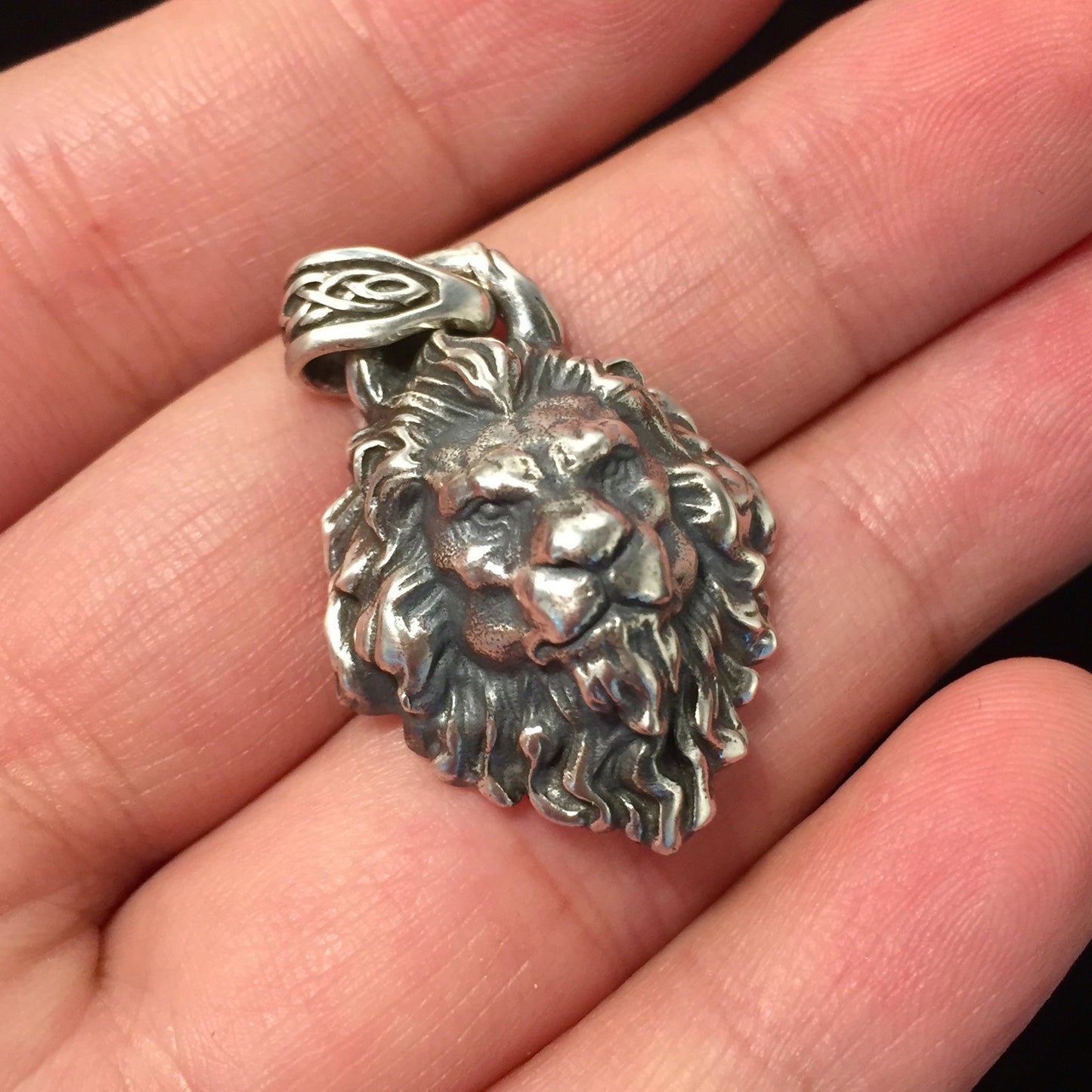 Antique Silver Lion Head Pendant