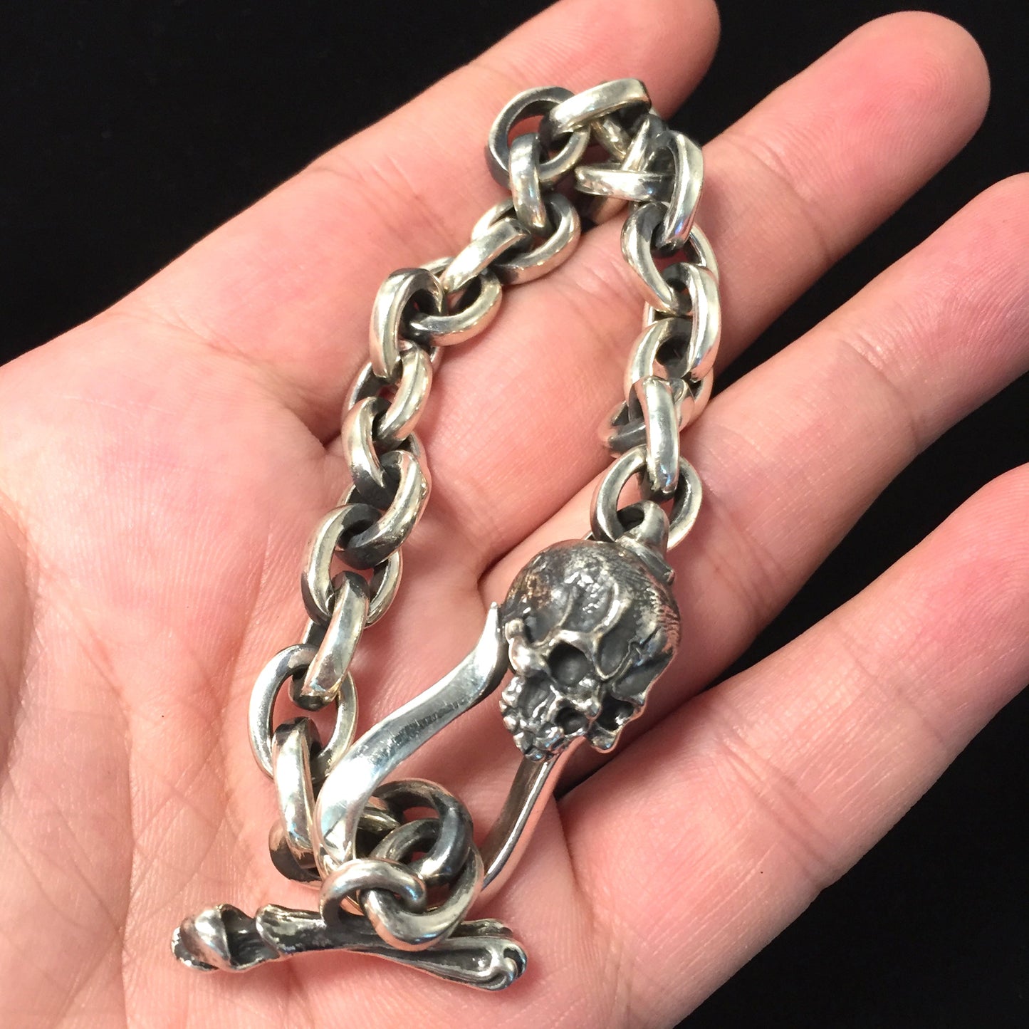 Retro S925 Sterling Silver Skull Bracelet