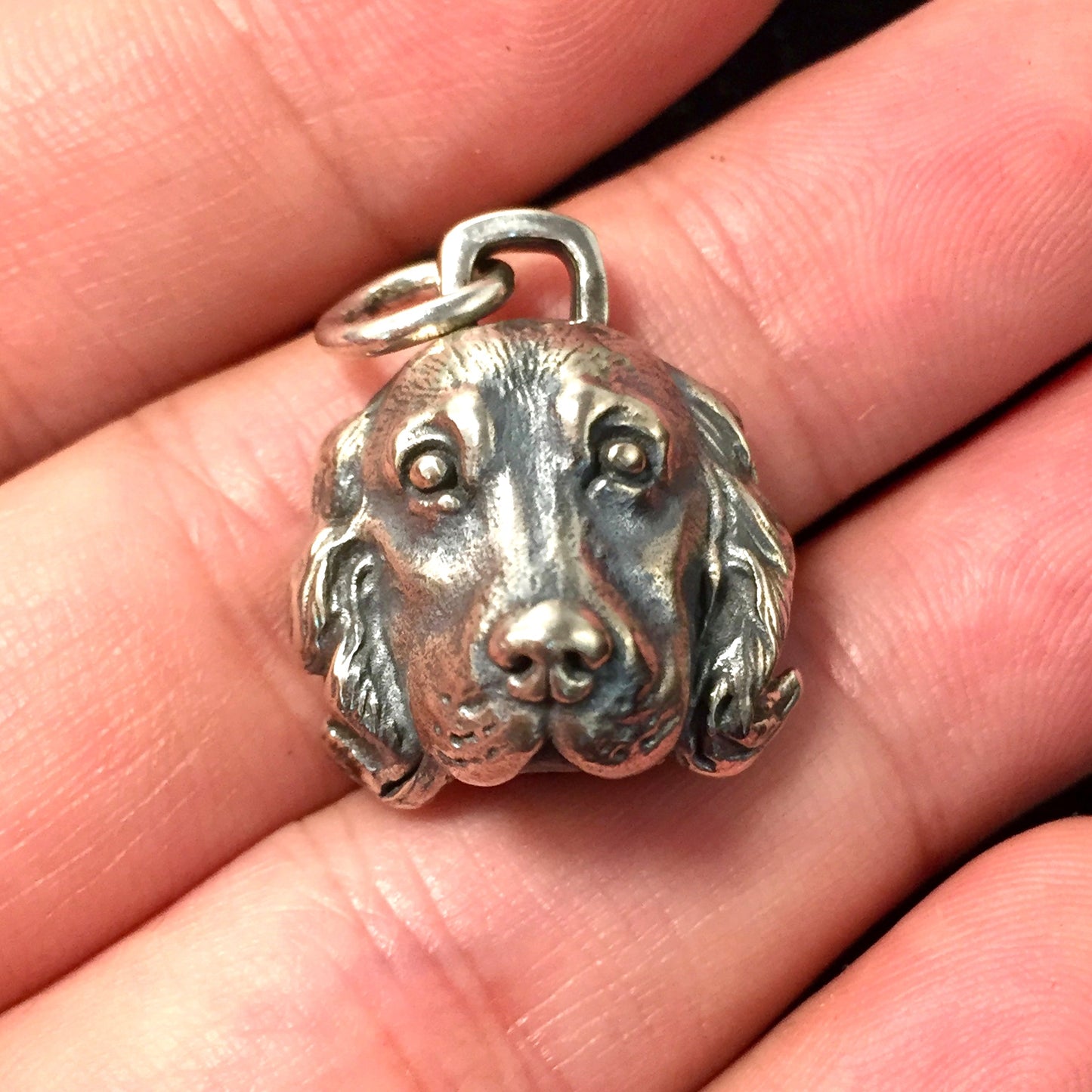 Retro 925 Sterling Silver Dog Head Pendant